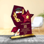 Kişiye Özel Ahşap Resimli Yazılı Mezun Plaketi Yıldız Model