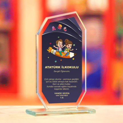 Kişiye Özel Resimli Artık Okuyorum Kristal Plaket