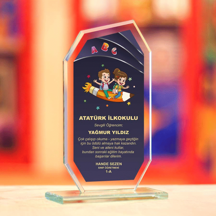 Kişiye Özel Resimli Artık Okuyorum Kristal Plaket