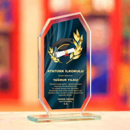 Kişiye Özel Mezuniyet Temalı Kristal Plaket