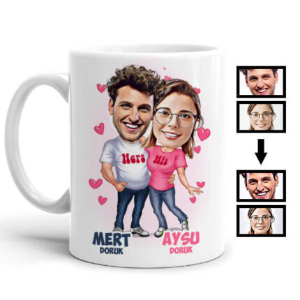 Mutlu Aşıklar Karikatürlü Kupa Bardak