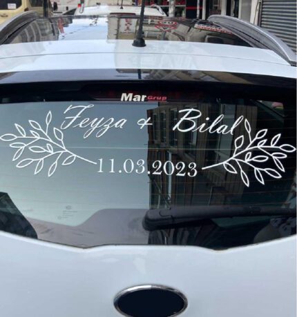 Gelin Arabası Sticker Tarih İsim Çiçekli