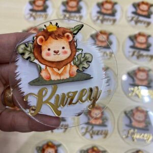 Şeffaf Pleksi Aslan Figürlü Kapı Süsü ve Magnet 20 Adet