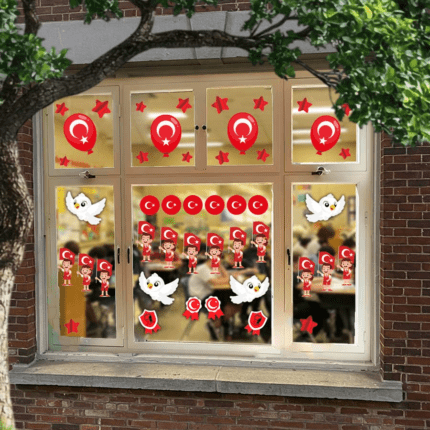 Cumhuriyet Bayramı Cam Süsü Folyo Sudan Etkilenmez Yapışkanlı