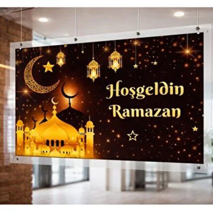 Hoşgeldin Ramazan Temalı Afiş Arka Fon 60x100 Vinil Branda Pankart