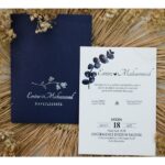 Gümüş yaldızlı lacivert davetiye