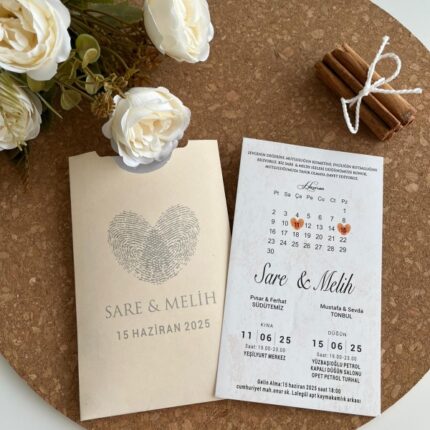 Parmak izli düğün davetiyesi