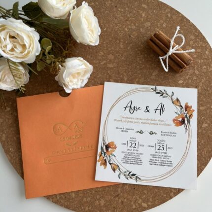 Kiremit rengi kare davetiye