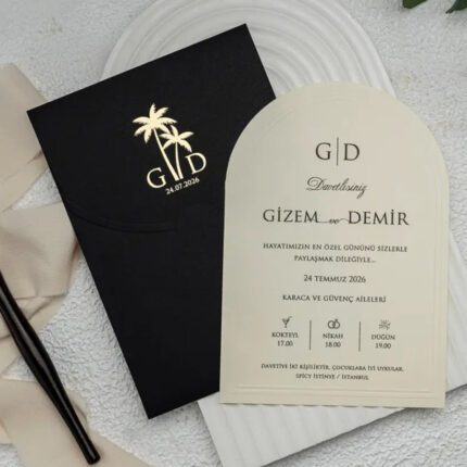 Zarflı Düğün Davetiyesi 100 Adet