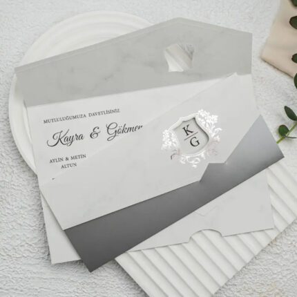 100 Adet Lüks Katlamalı Düğün Davetiyesi Ekonom 9312