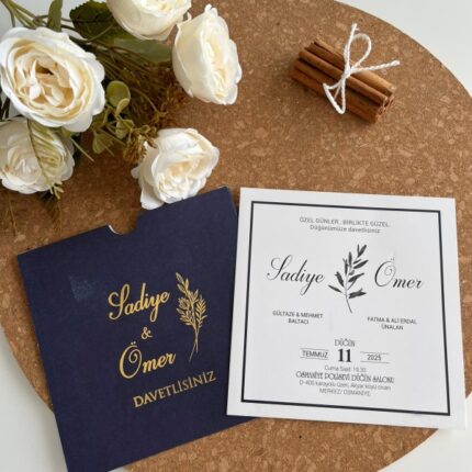 Lacivert kare davetiye