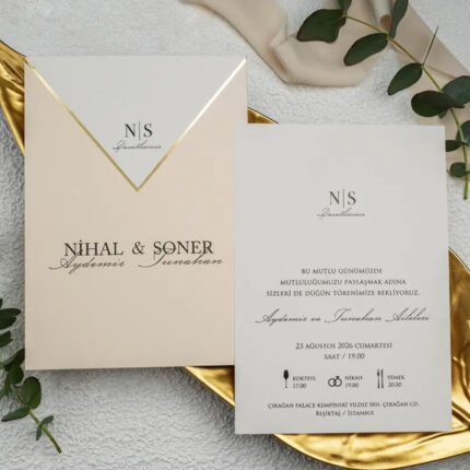 Zarflı Düğün Davetiyesi 100 Adet Ekonom 9257