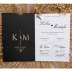 Siyah yaldız baskılı davetiye