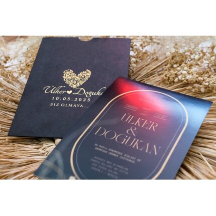 Siyah altın yaldızlı davetiye