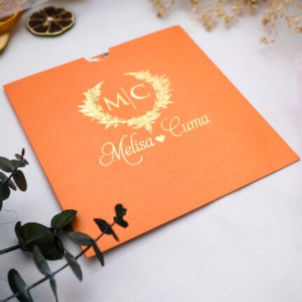 Kiremit rengi kare davetiye