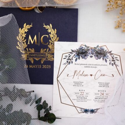 Lacivert kare davetiye