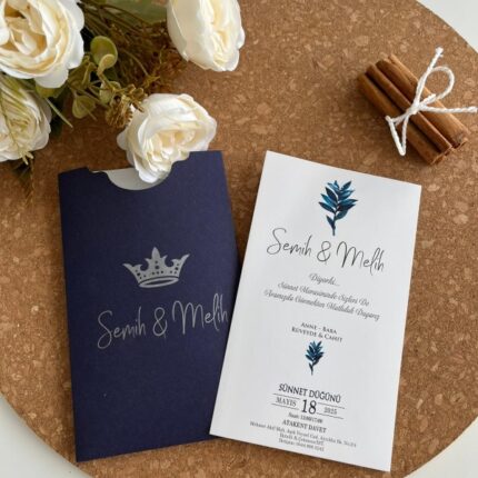 Lacivert düğün davetiyesi