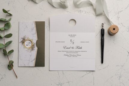 100 Adet Lüks Katlamalı Düğün Davetiyesi