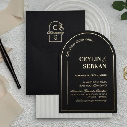 Erdem Davetiye 9373 - Modern ve Şık Düğün Davetiyesi
