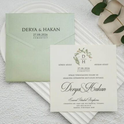 Erdem Davetiye 9307 - Modern ve Şık Düğün Davetiyesi