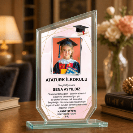 Kişiye Özel Asimetrik Kristal Mezuniyet Plaketi