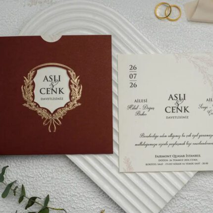 Erdem Davetiye 9288 - Özgün Tasarım Premium Düğün Davetiyesi