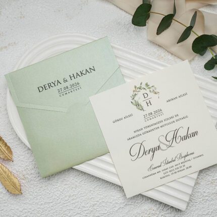 Erdem Davetiye 9307 - Modern ve Şık Düğün Davetiyesi